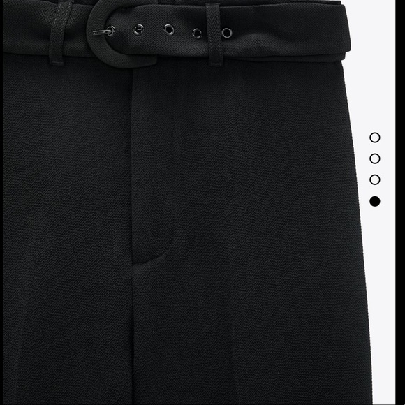 Zara Black Belted Texture High Waisted Pants - Picture 5 of 8